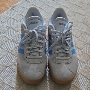 Adidas Gray and Blue Sneakers with Suede Upper